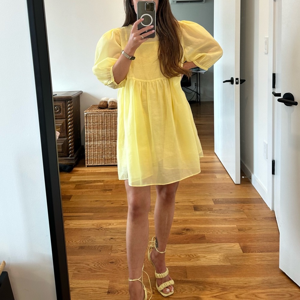 ASOS Yellow Tulle Mini Dress in 2 Petite